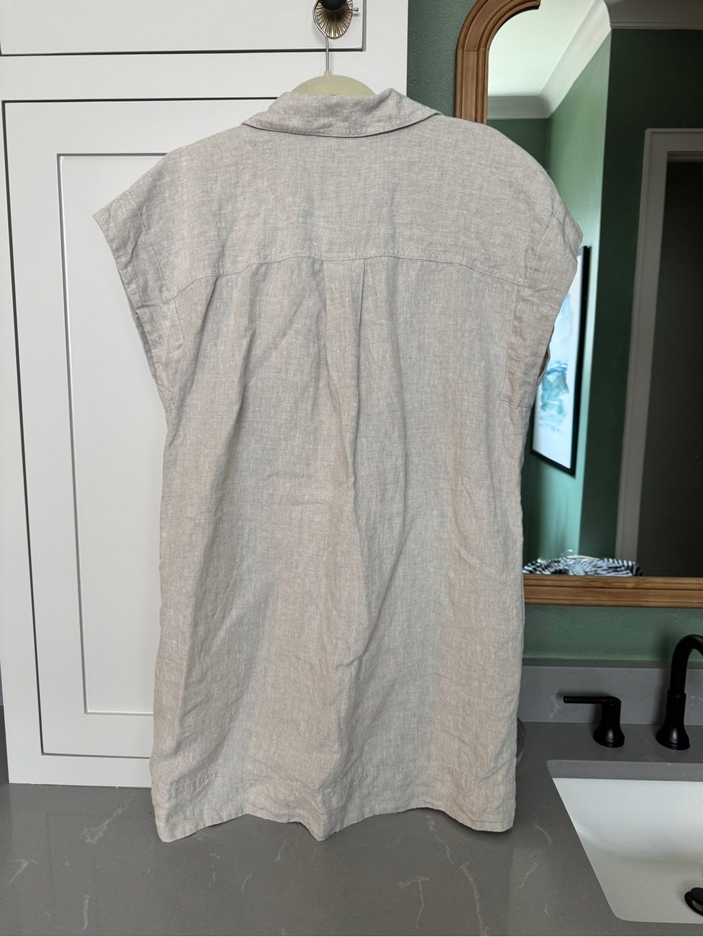 Madewell Light Beige Button-Front Linen Shirt Dress - Picture 3 of 3